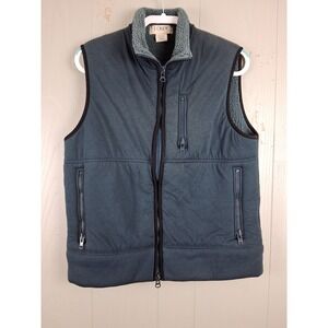 J.Crew Sherpa Lined‎ Full Zip Vest Mens Large Green Zip Pockets Outdoor Fleece